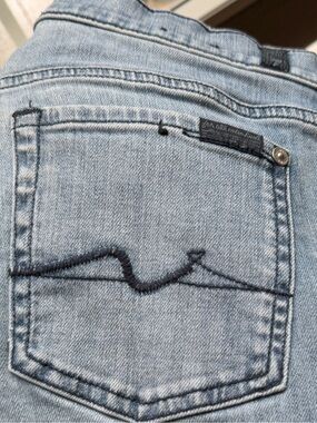 7 For All Mankind Straight Ankle Jeans 29 Roxanne Reissue Raw Hem Ashland Wash